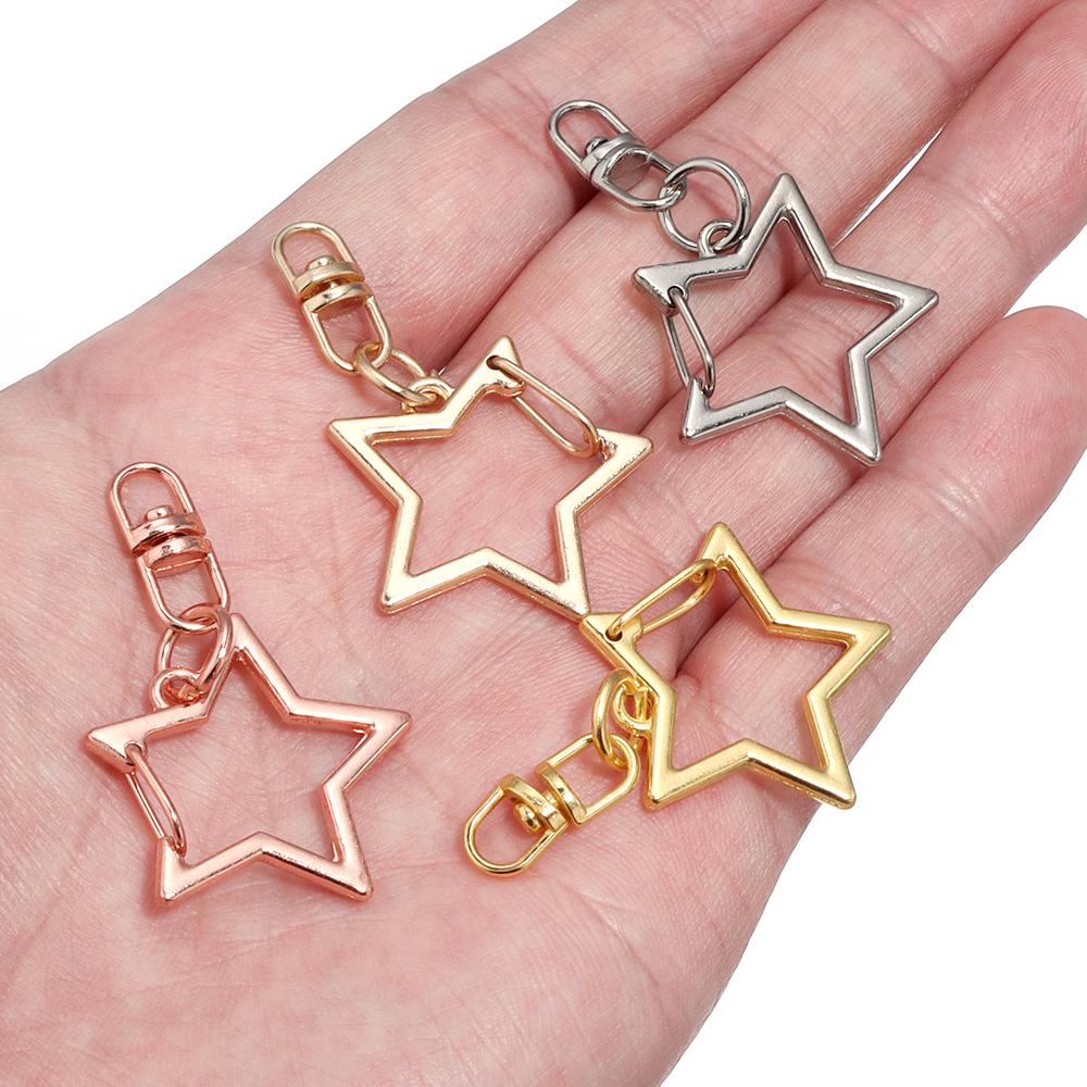 10Pcs/pack Lobster Clasps Hooks Star Blossom Heart Cat Moon Keychain Lobster for Charms Key Ring Clasp Jewelry Making Accessorie