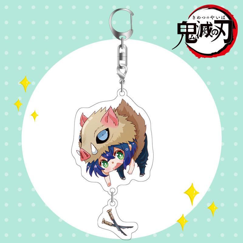 Demon Slayer Acrylic Keychain Tanjiro Nezuko Anime Double Sided Key Ring Accessories for Cosplay Set Gift Fans