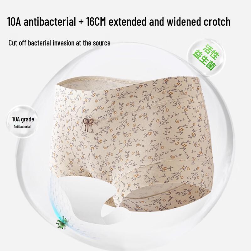 Nanjiren Women's Antibacterial Pure Cotton Boxer Briefs