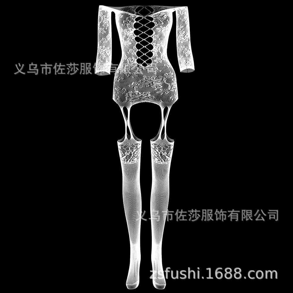 Milk leakage underwear transparent hollow pajamas one-piece socks mesh skirt seamless mesh temptation