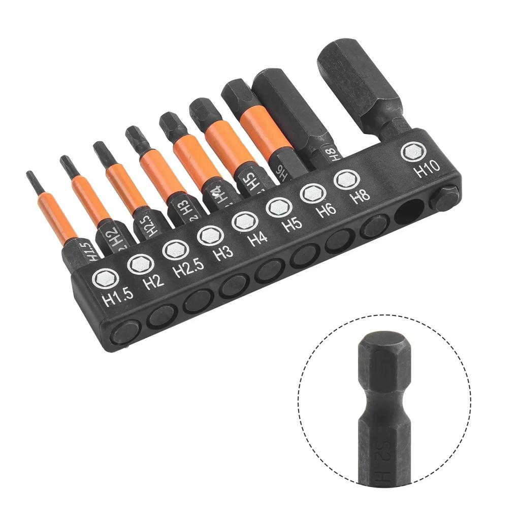 High Hardness Screwdriver Bits Electric Screwdriver Orange 50mm Length Alloy Steel H1.5-H10 Hex Screwdriver Bit