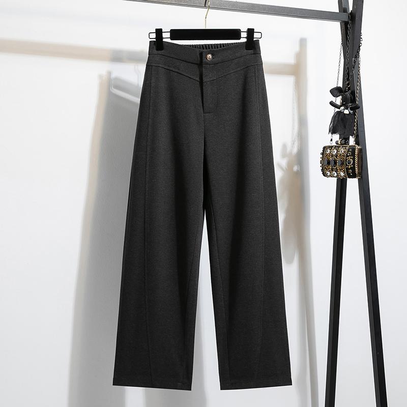 

DIMANAF 2025 Осень Зима Женские Брюки Большого Размера Новая Мода Офисная Леди Длинные Брюки Оверсайз Свободные Штаны S серый