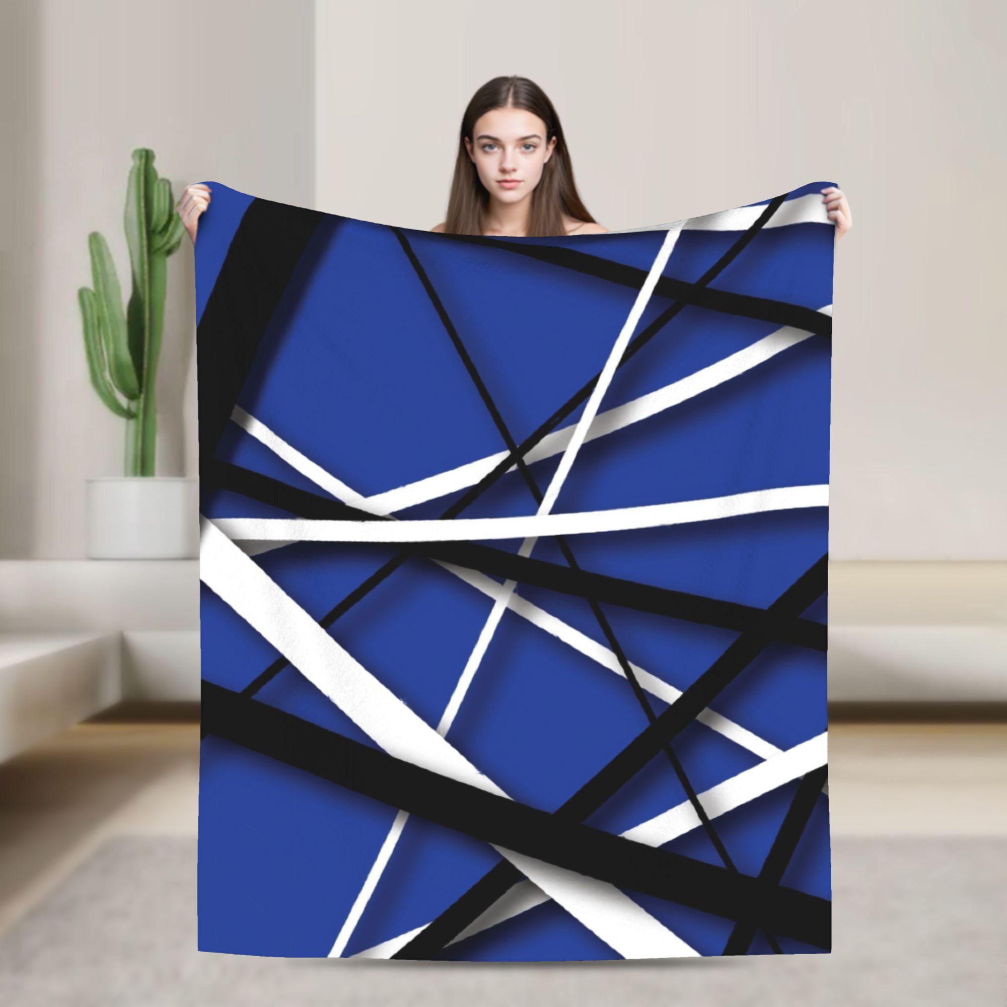 Warm Blankets Camping Van Halen Blue Stripes Throw Blanket Funny Bedspread For Chair Sofa Bed 75x90cm
