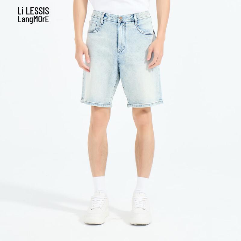 Men s Cotton Blend Denim Blue Five-Point Shorts 84