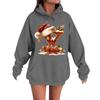 Women's Casual Comfortable Long-Sleeved Christmas Letter-Printed Warm Hooded Crew-Neck Sweatshirt