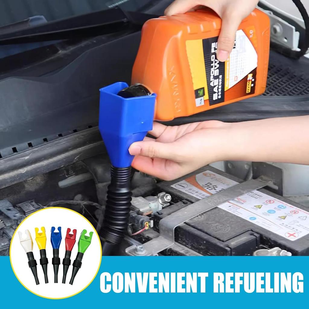 Flexible Car Fuel Funnel, Retractable Plastic Automotive Oil Exchange Funnels, Foldable Clasp Gasoline Funnels, Universal Draining Tool For Cars And