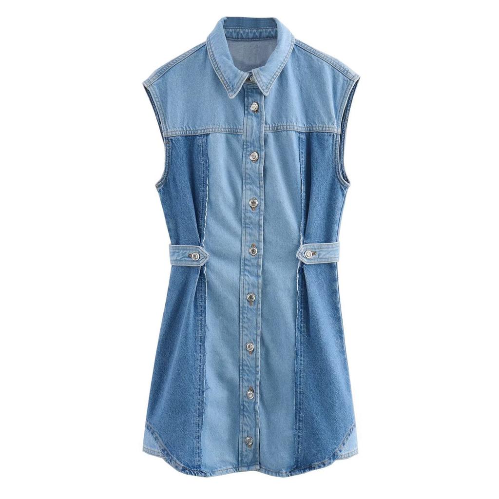 Women's Clothing, Autumn New European and American Style Patchwork Denim Dress Short Skirt