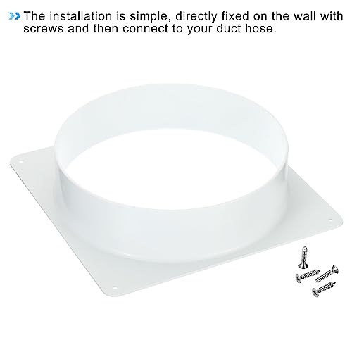 PATIKIL 200mm Duct Connection Flange, 2-Piece Set, Dryer Vent Wall Plate, Square-Round Straight Duct Plate for Heating, Cooling, and Ventilation Fans,