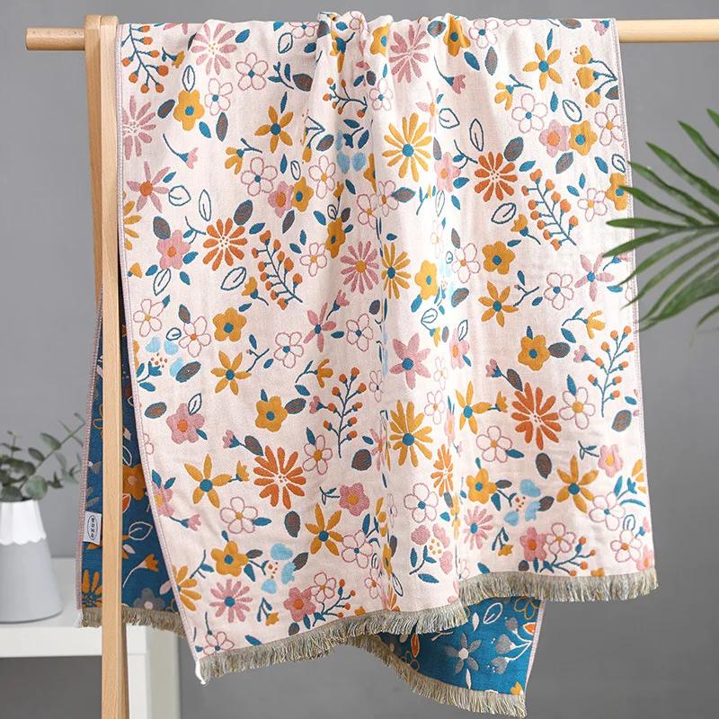 Prosop de baie cu ciucuri cu flori 80x160cm - Prosop 100% bumbac tip pânză moale absorbant cu uscare rapidă prosop de baie mare prosop floral față-verso pentru femei
