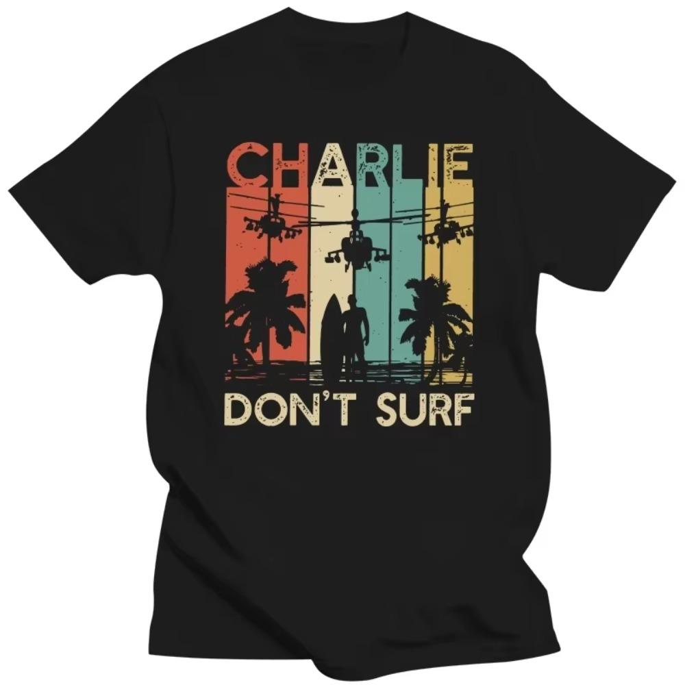 

Винтажная футболка Charlie Don t Surf, мужская хлопковая повседневная футболка с коротким рукавом, военная вьетнамская война, Апокалипсис сегодня, футболки, топы, одежда XXXXXL чёрный