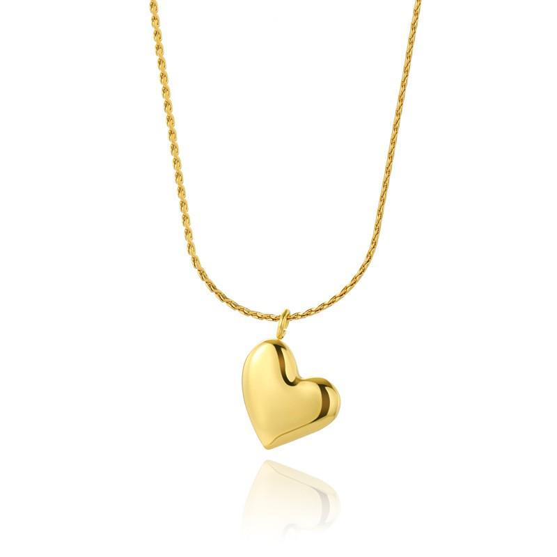 Heart Series 18K Gold-Plated Titanium Steel Necklace - Elegant, Colorfast, Simple & Chic Clavicle Chain Plated with 18K Real Gold