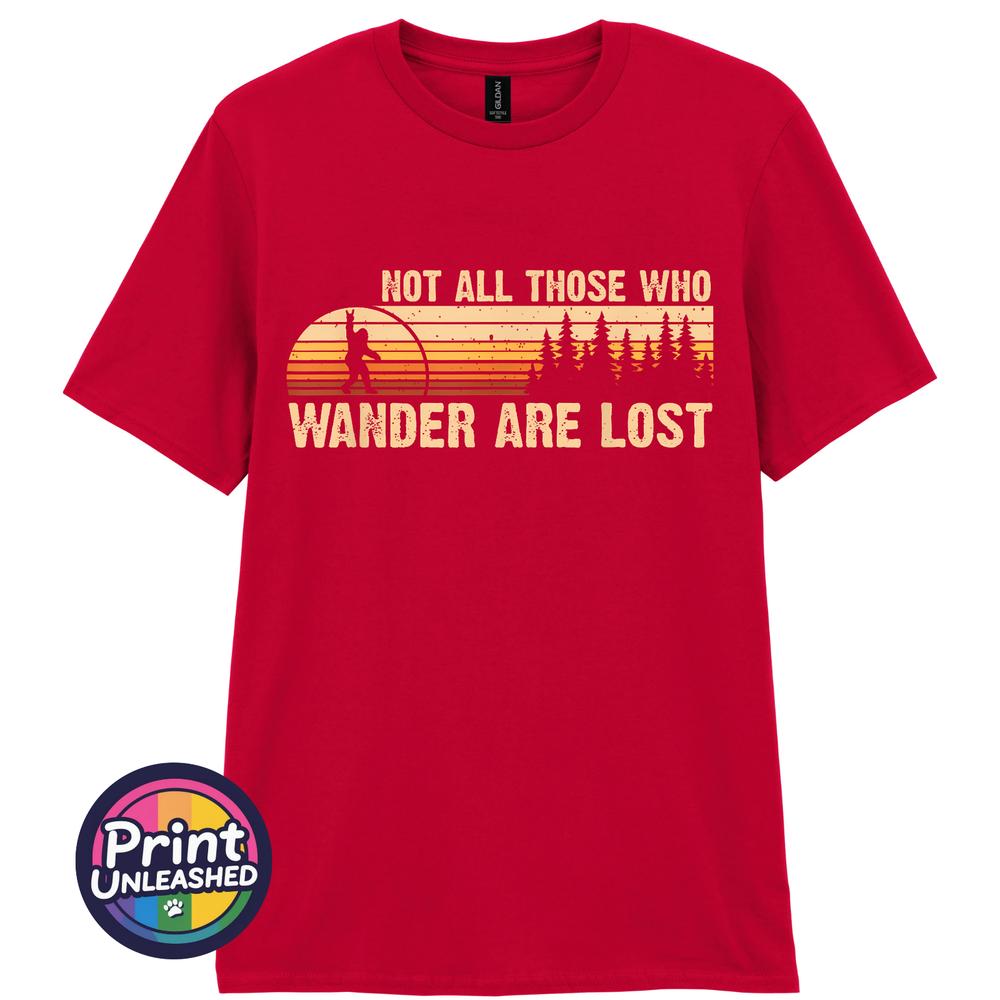 Not All Who Wander Are Lost TShirt Bigfoot Rock Out Top Outdoor Adventure Tee S
