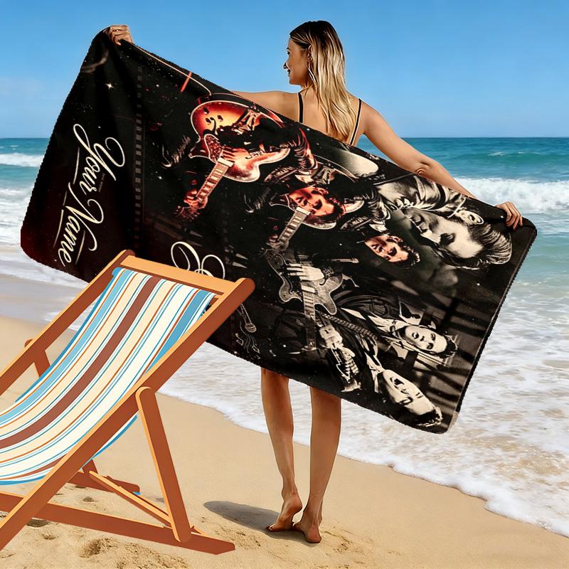 Name Custom Elvis Print Beach Towel, Large Soft Quick Dry Towel for Beach Camping Swimming