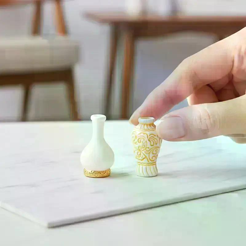 Micro Landscape Simulation Antique Style Decorative Vase Mini Resin Decoration Diy Accessories Doll House Car Desktop Decoration