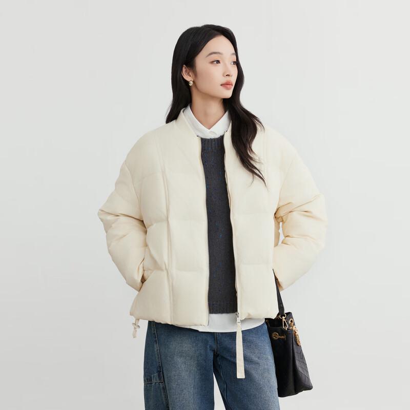 

Elva Island Women s Winter 90% Down Baseball Collar Short Puffer Jacket M