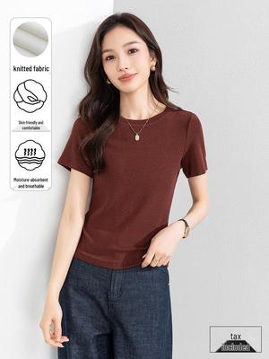 Yi Fei Women's Slim Fit Age-Reducing T-Shirt – Petite & Regular Short Sleeves