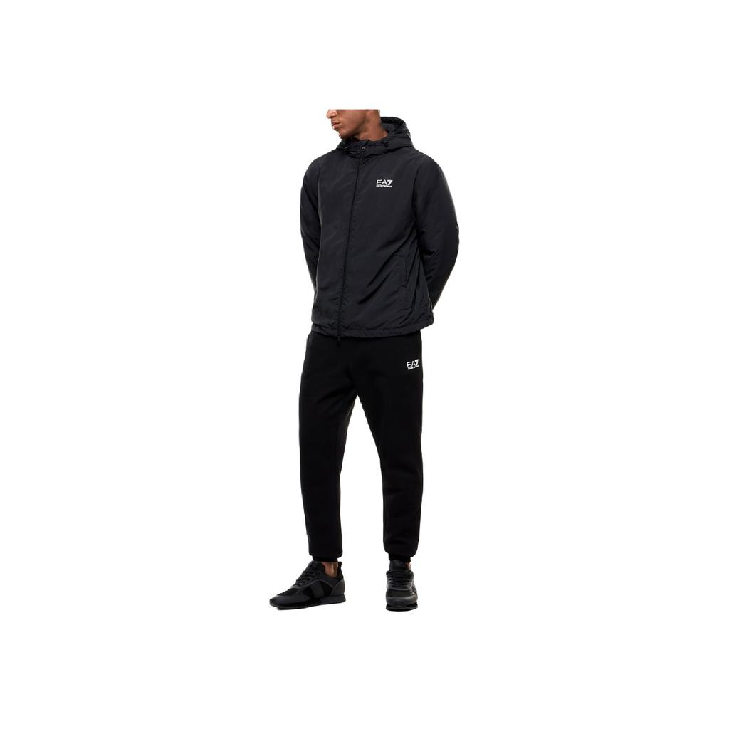 Emporio Armani EA7 Core Identity Series Color Block Logo Hooded Zip Side Pocket Long Sleeve Cotton Jacket Men Jackets 7M000790-AF13190-UC001