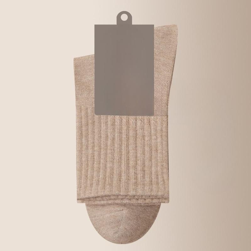 Men Spring and Autumn Pure Cotton Pure Color Sports Leisure Antibacterial Sweat Absorption Breathable Socks