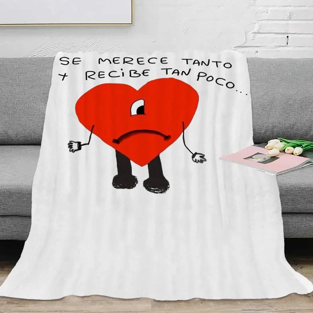 Canvas Painting Blanket Bad Bunny Un Verano Sin Ti Flannel Blankets Pop Music Album Star Warm Throw Blankets for Travel Bedding