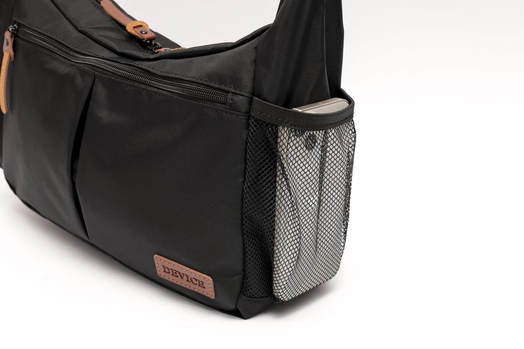 Geantă messenger cu buzunar frontal dublu pentru sticlă de plastic rece și caldă, umăr dublu, negru [Dispozitiv], buzunar, geantă,