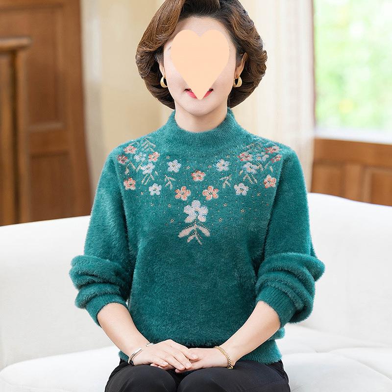 Mutter Winter Nerz-Fleece, Damen-Innenwarmbluse für das mittlere Alter, Mittelalterliche und ältere Plus Samt Dickes Unterhemd