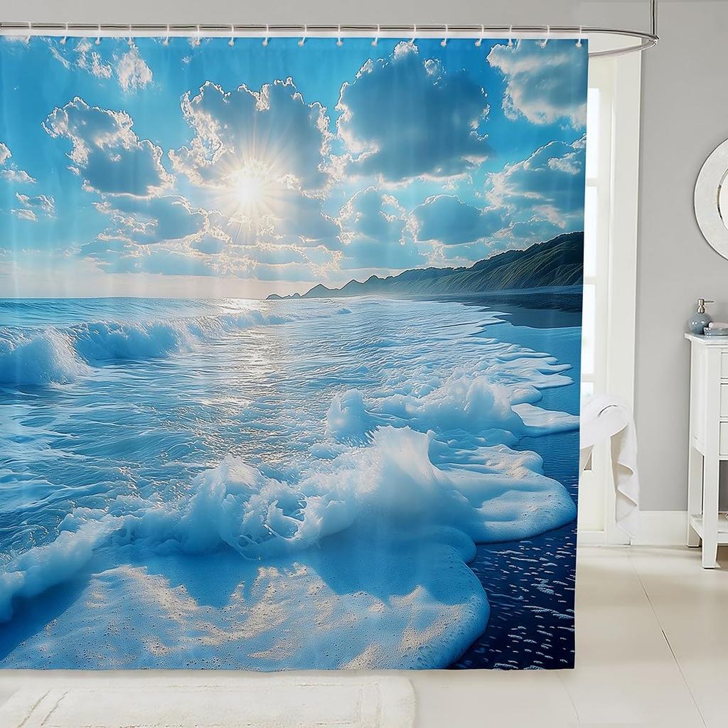 Blue Crab Shower Curtain,Hippie Boho Mandala Bathroom Curtain Small Size Sea Ocean Nautical Theme Bath Curtain Beach Animal