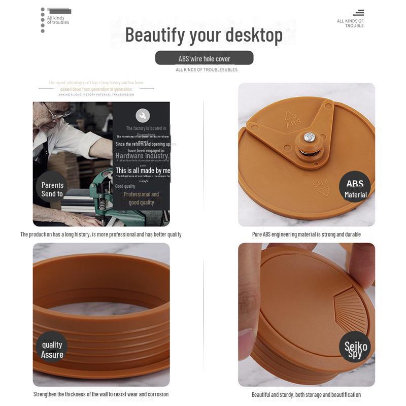 ABS Round Wire Desk Grommet Cover for Desktop Cable Management and Furniture Cabinet Hardware.