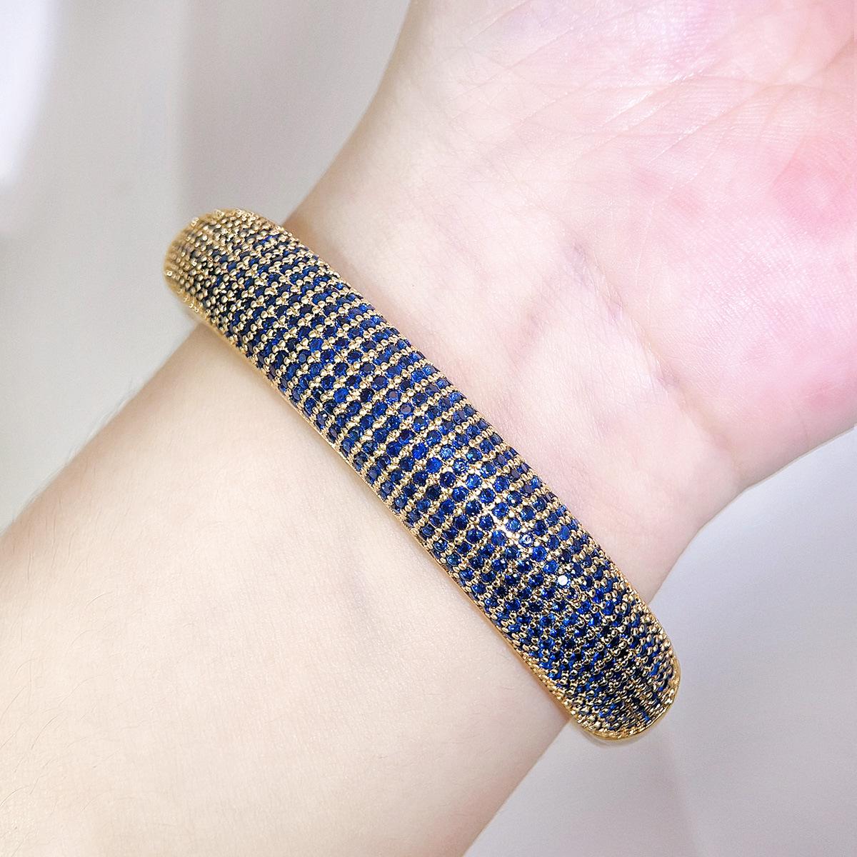 

2026 Браслет Ближний Восток Королевское Ремесло Великолепный Свадебный Микро-вставка Сапфировый Браслет Многослойный 18cm синий