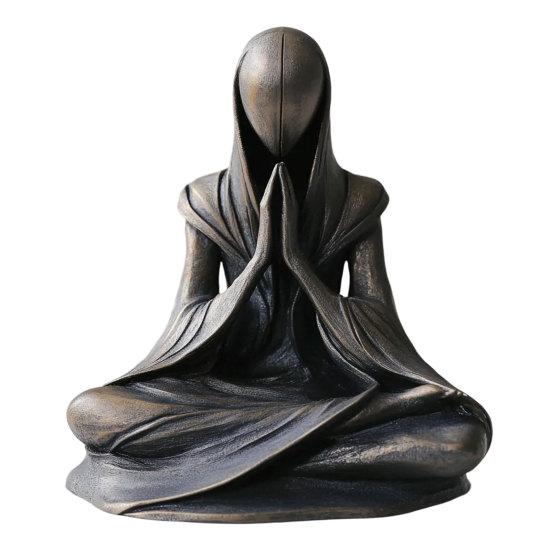 Meditation Aliens Figurine Modern Resin Statue Sitting Man Faceless