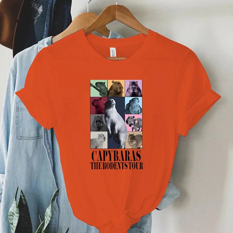 Funny Capybara Womens TShirt The Rodents Eras Tour Meme Graphic T Shirt Tops Summer Vintage Fashion Short Sleeve Women Tshirt
