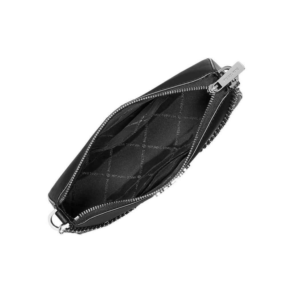Michael Kors MK Jet Set Saffiano Leather Medium Shoulder Crossbody Bag With Silver Hardware And Zipper Closure Women Bags Black 35S0STVU6L-BLACK