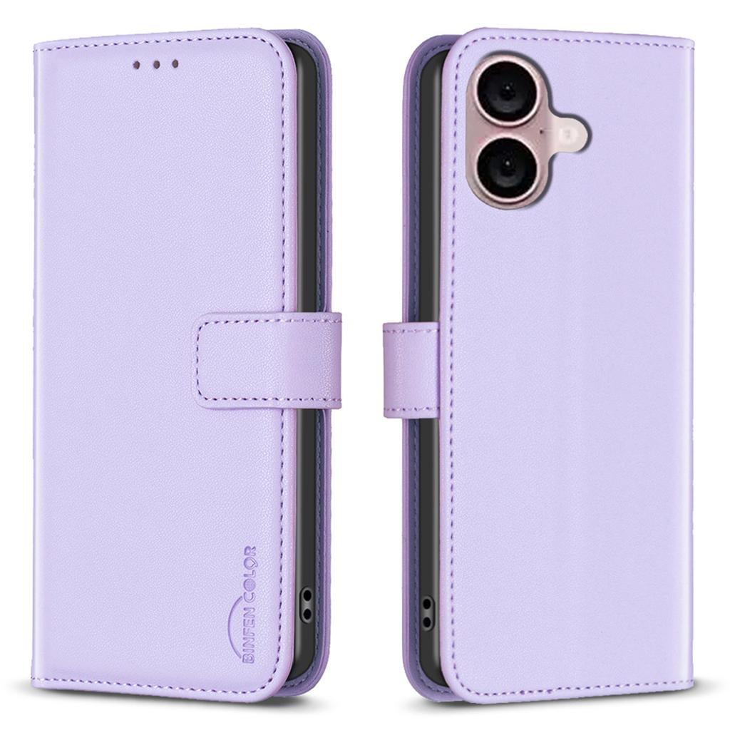 BINFEN COLOR BF17 For iPhone 16 Plus Anti-Scratch Shell PU Leather Stand Phone Case Wallet Cover