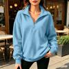 Women's Casual Half-Zip Pullover Sweatshirt, Color Long Sleeve Top for Everyday Wear