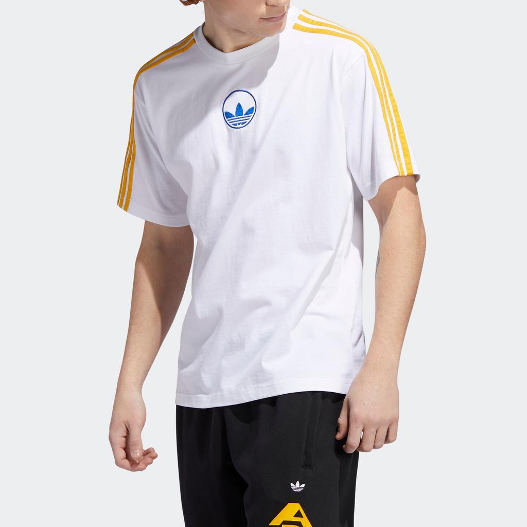 adidas Originals 3-Streifen Circle Sport Kurzarm-T-Shirt Herren Oberteile Weiß GD2122