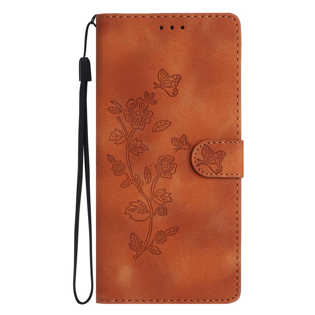 For Xiaomi Poco C75 4G/Redmi 14R 5G/14C 4G Case Leather Imprinted Flower Phone Cover Wallet with Wrist Strap