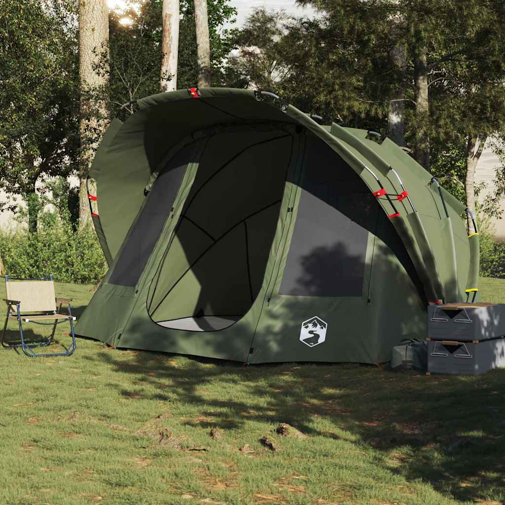 Vidaxl Fishing Tent, 5-Person, Olive, Waterproof
