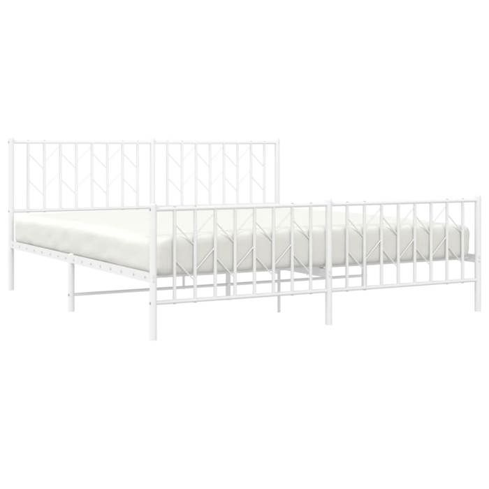 VidaXL Cadre de lit métal avec tête de lit/pied de lit blanc 180x200cm 374508