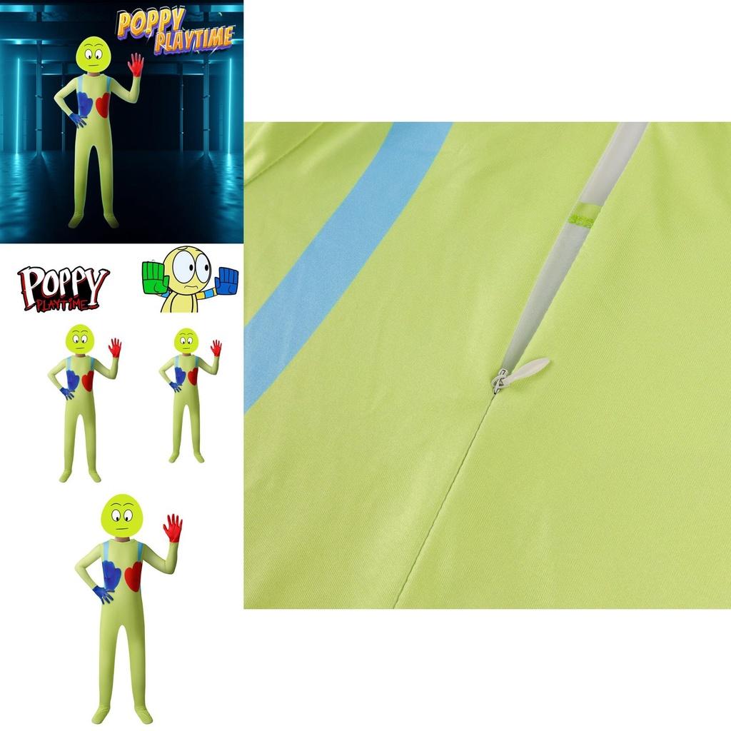 Unisex Poppy Playtime The Player Jumpsuit Costume With Mask For Kids