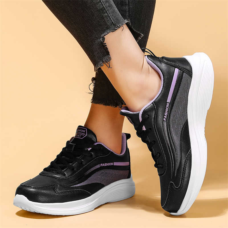 Fashion Normal Leather Big Sole Women's Black Boot Mary Jane Sneakers For Teen Autumn Shoes Sport Fashion Minimalist Model Sunny