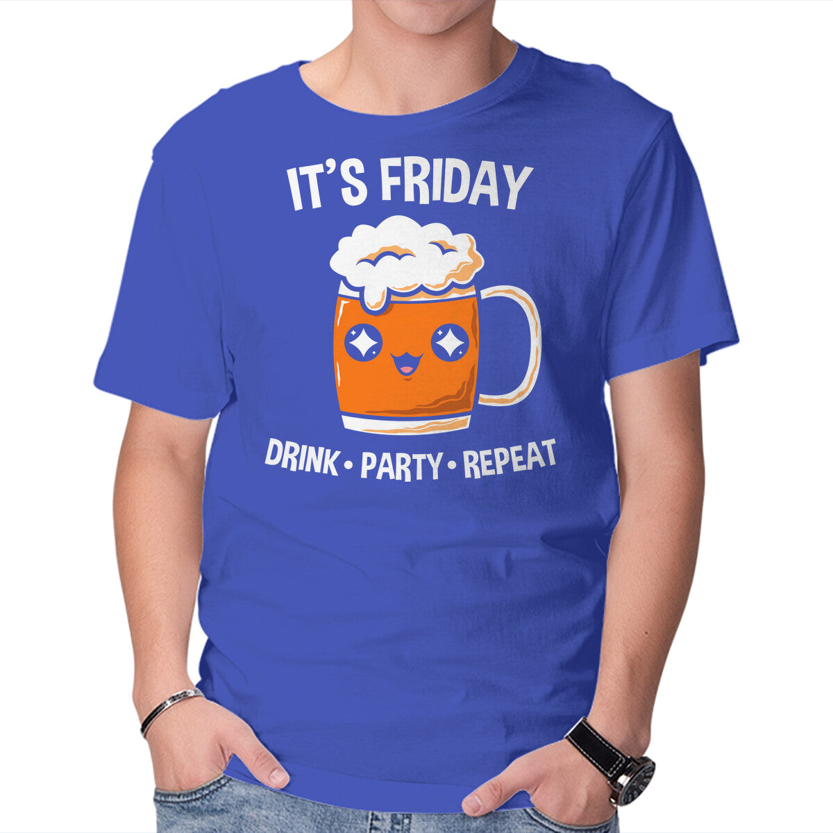 Unisex Crew Neck T-Shirt It s Friday Graphic Short Sleeve Casual Tee M