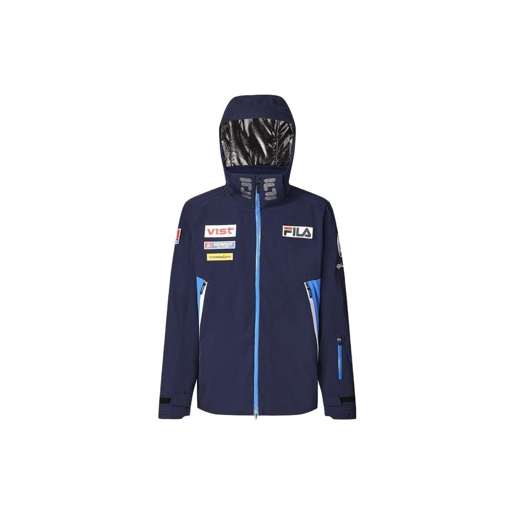 Fila Letter Logo Printed Hooded Ski Jacket Men Jackets Royal-Blue A11M346921F-NV