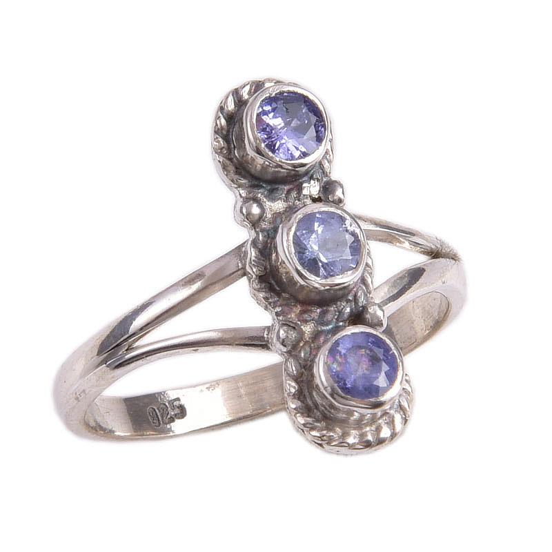 Natural Tanzanite Gemstone 925 Solid Sterling Silver Jewelry Ring Size 6 k4B88