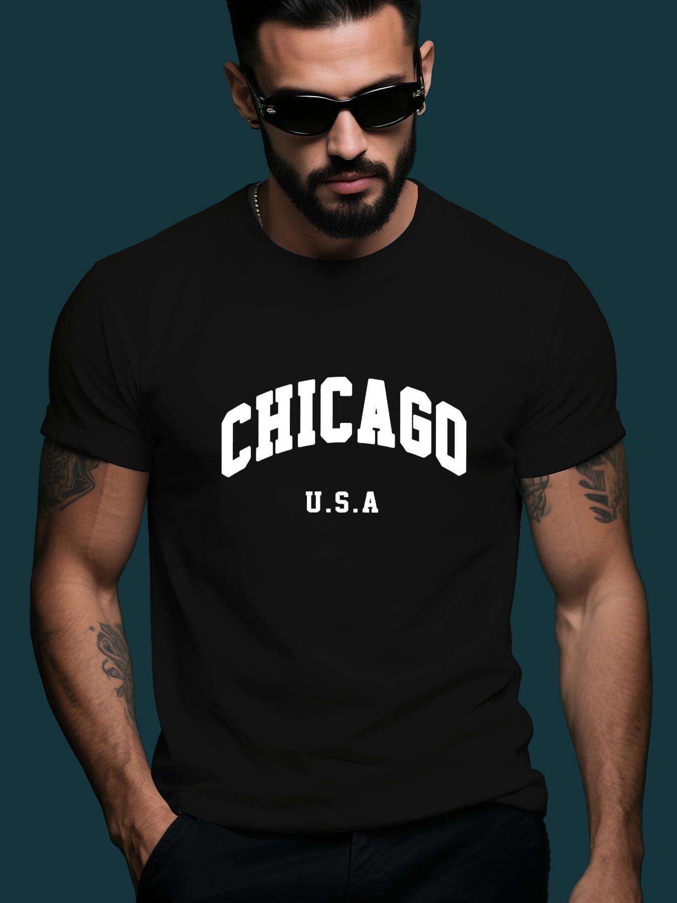 Chicago Graphic Tshirt - Light Blue Crew Neck Summer Tee S