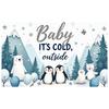 Winter Party Display Glitter Text Arctic Animals Backdrop Penguin Theme Backdrop Winter Forest Scene Winter  Banner