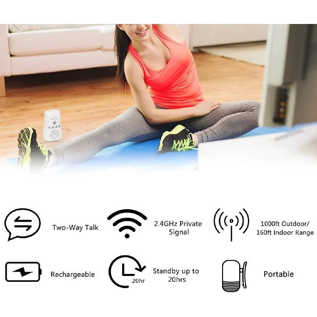 Audio Baby Monitor, 2.4GHz Two Way Talk Smart Baby Monitor, Night Light Audio Monitor for Baby Care, Noise Detection, 20 Hours Standby Time