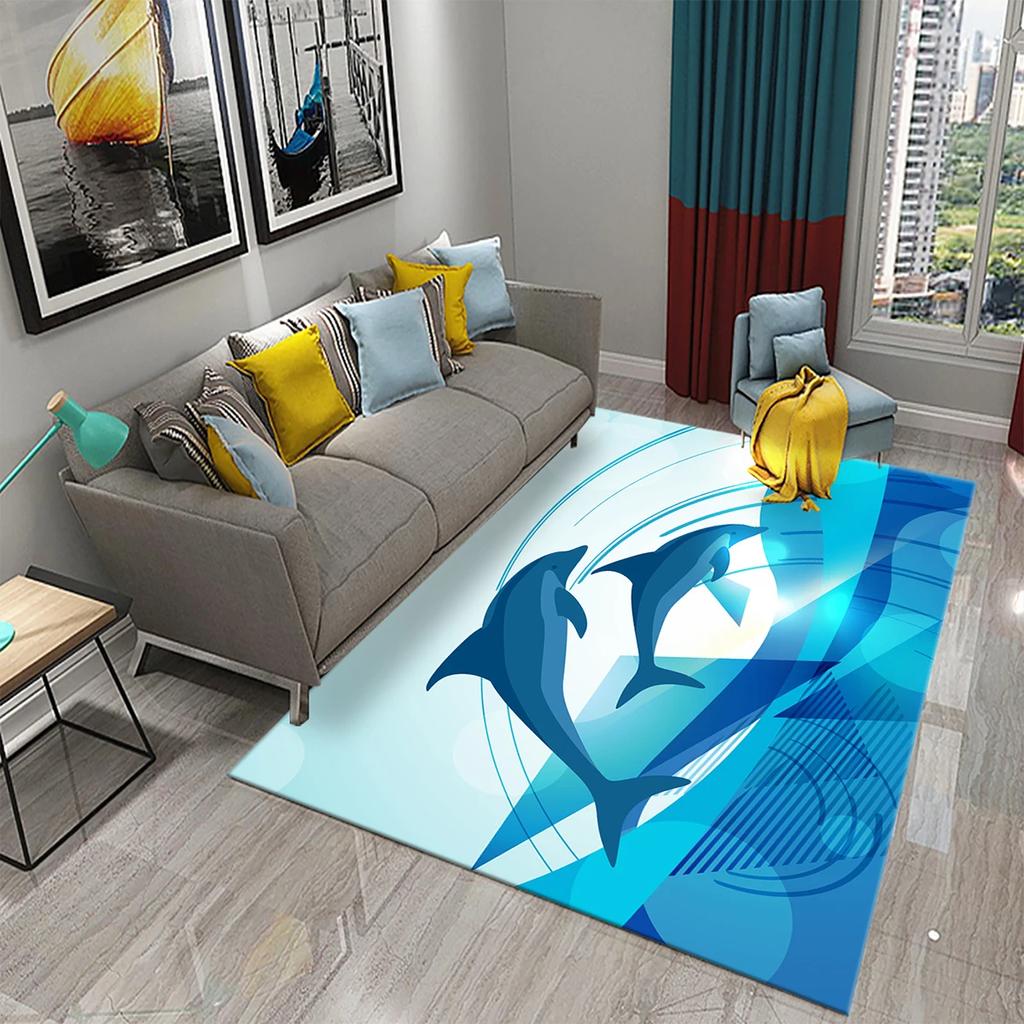 3D Dolphin Abstract Art Carpet for Kitchen Mat Entrance Doormat Bedroom Floor Decor Living Room Carpet Bathroom Anti-slip Rugs