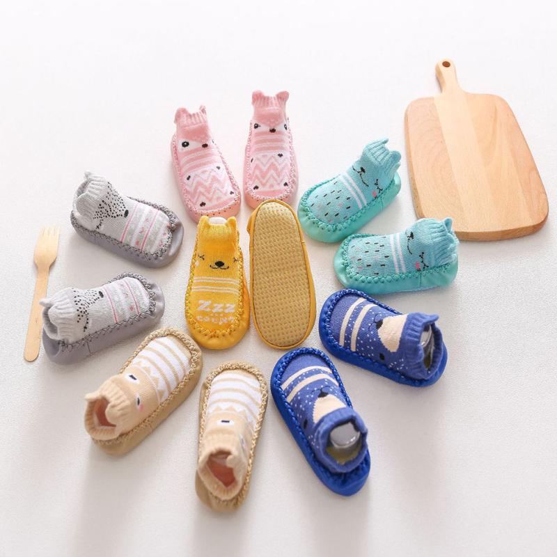 Baby Shoe Socks Infant Anti Slip Cartoon Prewalker Socks with Rubber Soles