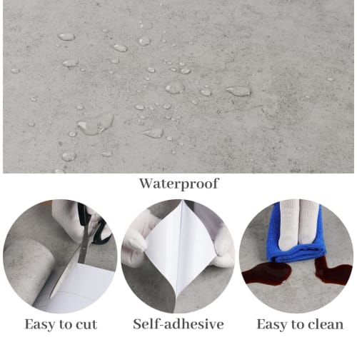 VaryPaper Concrete-Style Wallpaper, Thick, Renovation Sheet, Wall Sticker, Removable, Cutting Sheet, 40cm Wide X 2m Long, Waterproof, Oil-Resistant, H