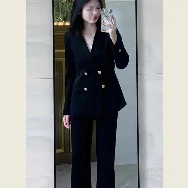 Slimming Black Two-Piece Suit for Women: Professional Spring/Autumn Wear