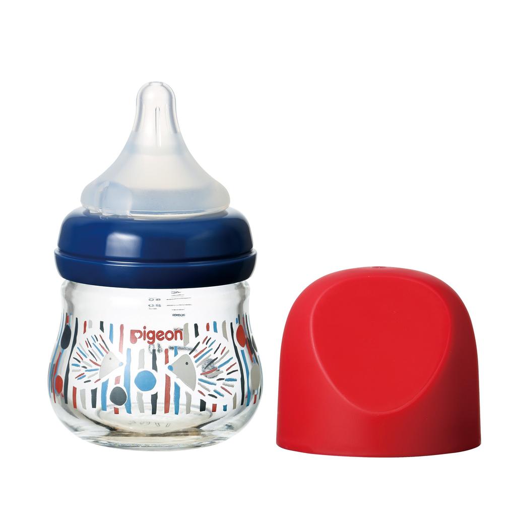 Pidgeon Breast Milk Feeling Bottle My Precious Heat-Resistant Glass Hedgehog 80ml From 0 Months A Bottle That Reliably Supports Breastfeeding